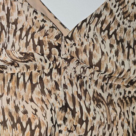 Bardot Ellie Faux Wrap Ruffle Front V-neck V-back Animal Print Midi Dress, Sz 8 - Picture 8 of 10